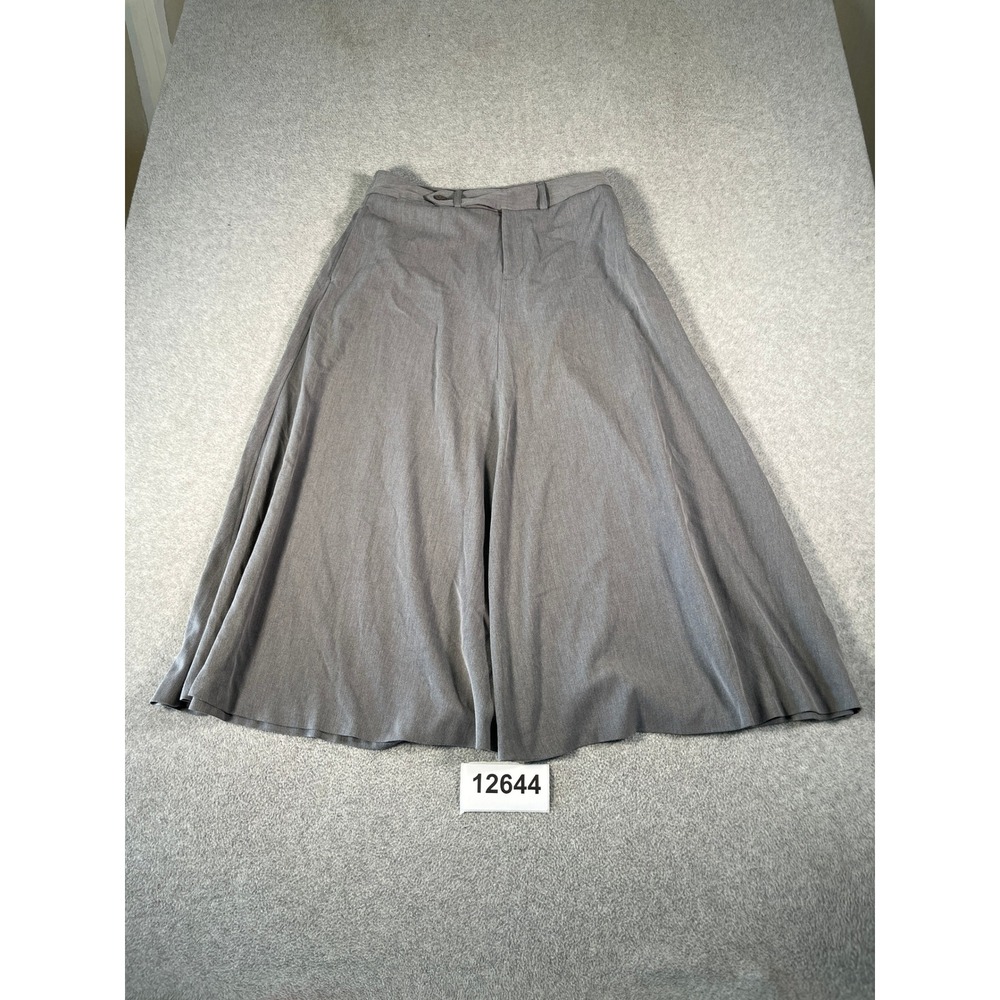 Vintage Grace Elements Midi Flare Skirt Womens 6 Gray Rayon Zip Career School